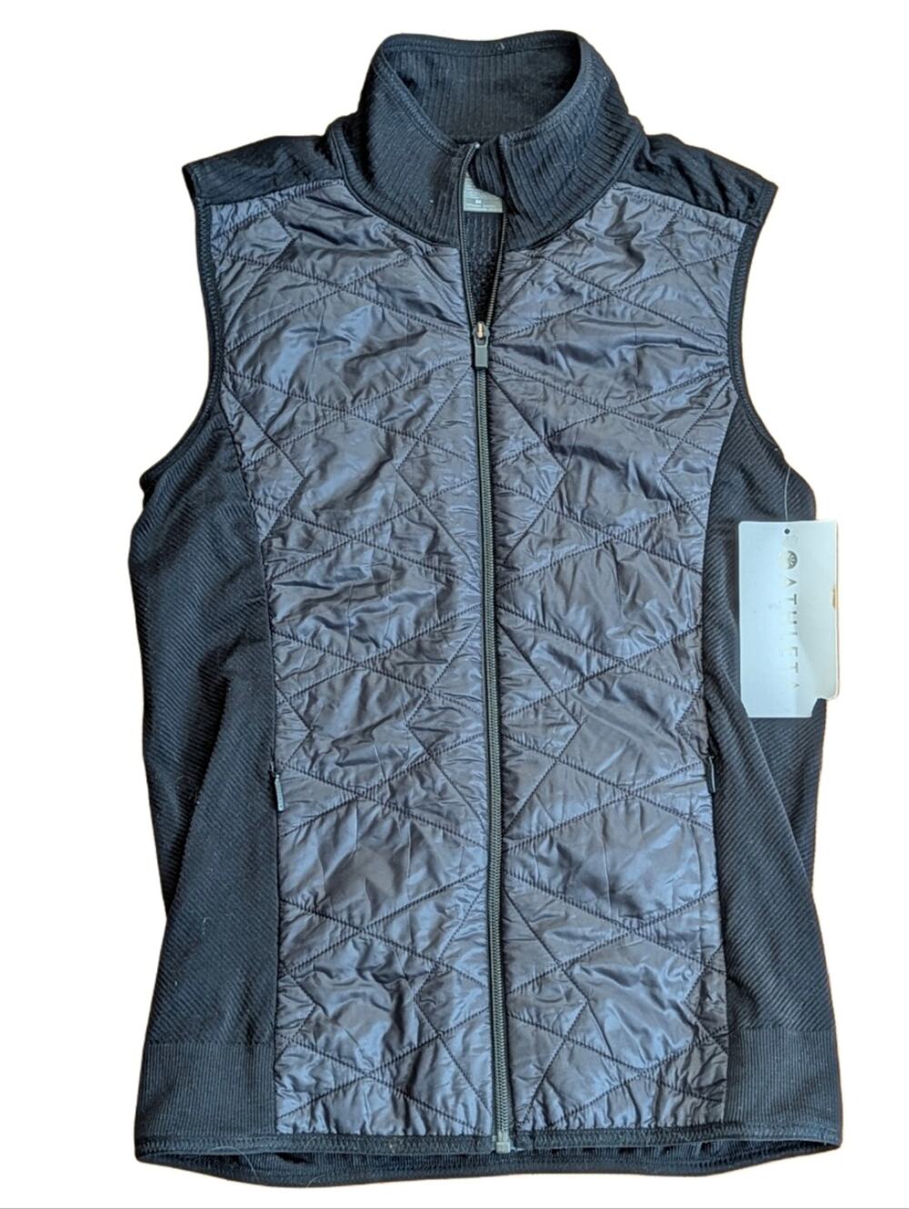 Athleta Black Fitted Full Zip Athletic Outdoor Insulated Flurry Vest NWT Size M
